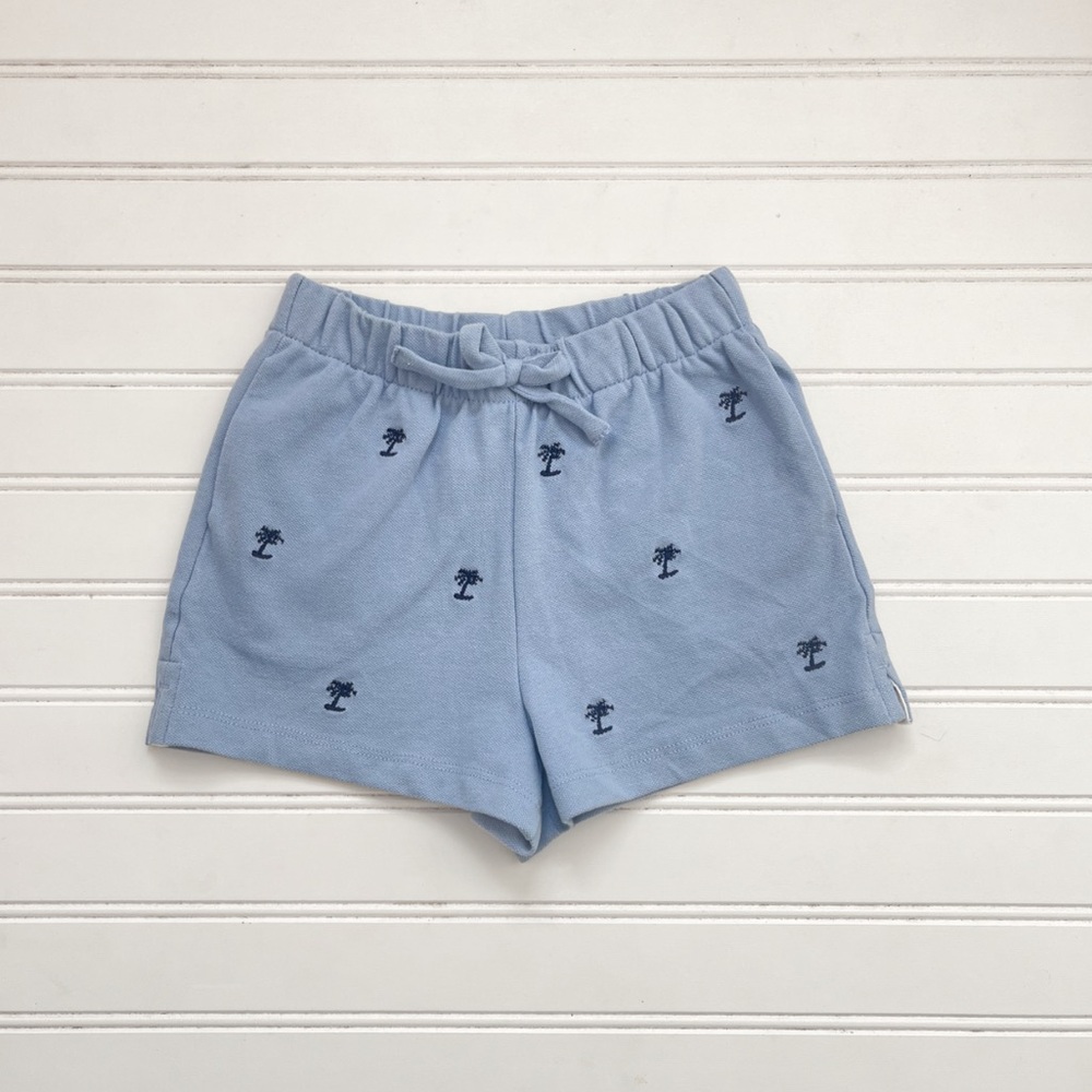 POLO RALPH LAUREN NWOT Slate Blue Embroidered Palm Tree Elastic Waist Shorts